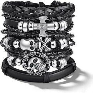 Y2K Goth Bracelet Grunge Jewelry Punk Black Studded Bracelets Skulls‎
